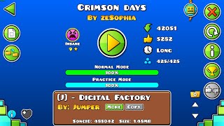 quotCrimson daysquot By zeSophia Insane 9  Geometry Dash 2113 [upl. by Ahsiekel79]