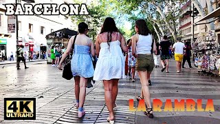 Barcelona Ciudad de Verano 🌞 Las Ramblas Walking Tour  July 2024 Barcelona Spain 4K 60ftps [upl. by Cornell690]