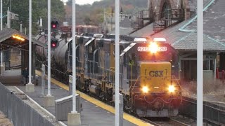 CSX B725 Through Framingham Station 745am [upl. by Ger]