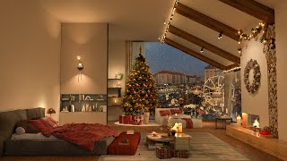 Christmas Jazz Refuge – 4K Cozy Bedroom with Fireplace Glow Holiday Lights and Soothing Tunes 🎄🔥 [upl. by Adieren]