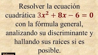 Análisis del discriminante de una ecuación cuadrática y cálculo de sus raíces  La Prof Lina M3 [upl. by Adnauqaj]