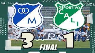 Millonarios 3  1 Deportivo Cali 💣arias expulsado y un grupo sin alma [upl. by Hanni715]