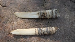 Primitive Technology Primitive Cow Bone Knife [upl. by Rebhun269]