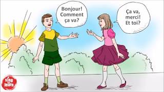 Bonjour comment ça va French greetings song for chidren [upl. by Ihel947]