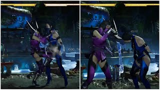 Mileena knees Kitana in the groin female low blow female low blow ryona [upl. by Enimajneb]