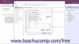 OneNote 2016 Tutorial Setting Default Proofing Options Microsoft Training [upl. by Cirdor]