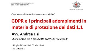 GDPR e protezione dei dati 1 1 [upl. by Enitsirt]