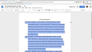 Format an Annotated Bibliography in Google Docs [upl. by Yeltsew448]