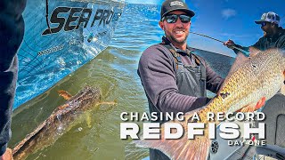 Fishing for a NEW PR Catching BIG Red Drum Bull Redfish Day One Louisiana Inshore Winter Fishing [upl. by Naraj861]