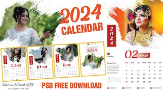 2024 Calendar PSD Free Download  Nitesh GFX [upl. by Nylyram]