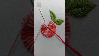 very Easy bullion knot stitch flower design hand embroidey [upl. by Retsek]