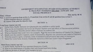 Social pharmacy Paper 2024  Karnataka board socialpharmacy dpharma importantquestions [upl. by Eceerahs]