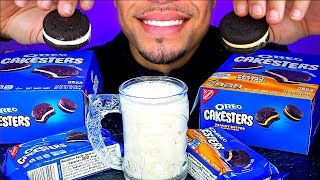 ASMR OREO CAKESTERS ORIGINAL AND PEANUT BUTTER FLAVORS WITH MILK MUKBAN EATING CANDY SOUNDS [upl. by Oscar]