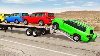 Flatbed Truck Mcqueen  Transportation with Truck  Pothole vs Car 178  BeamNGDrive [upl. by Smaj956]