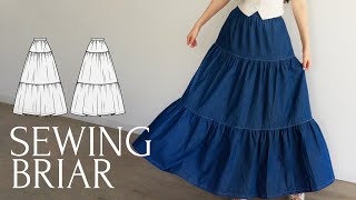 DIY Easy Maxi Tiered Ruffle Skirt  Sewing Pattern [upl. by Eirised428]