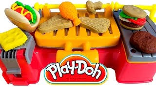 Play Doh Cookout Creations New Playdough Grill Makes PlayDoh Hotdogs Hamburgers Toy Videos [upl. by Krasner715]