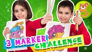 3 MARKER CHALLENGE  Coloreando con 3 rotuladores dibujos KAWAII [upl. by Spragens]