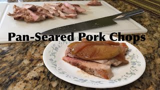 Yummy Pan Seared Bonein Pork Chops with Apple Compote Recipe  Cast Iron Cooking [upl. by Yrtsed642]