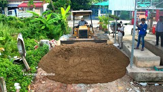 Starting New Project Filling Sand By 5Ton Dump Trucks Unloading Sand And D21P DOZER Pushing Sand [upl. by Ehav692]