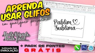 Aprenda Usar Glifos em Qualquer Programa  Pack de Fontes Grátis [upl. by Llevron]