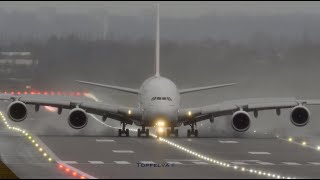 Perfect smooth crosswind landing Airbus A380 Emirates Airlines [upl. by Esli]