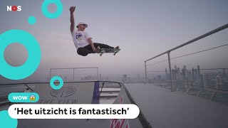 Skaters doen tricks op wolkenkrabber [upl. by Brandwein]