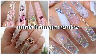 UÑAS ACRÍLICAS TRANSPARENTES LINDOS DISEÑOS  UÑAS ACRÍLICAS CON ENCAPSULADO [upl. by Franciskus]