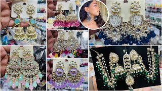 পাইকারি দামে কানের দুল  meesho kundan earrings wholesale market  meenakari earrings paikari dhaka [upl. by Ailssa]