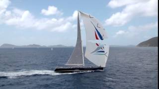 Nilayas spinnaker blows out at Loro Piana Caribbean Superyacht Regatta amp Rendezvous [upl. by Saticilef]