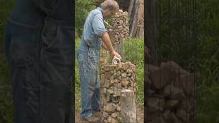 Building a rock and wire post history barnhome farming [upl. by Prussian]