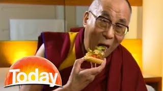 Dalai Lama starts eating pizza during interview [upl. by Laidlaw]