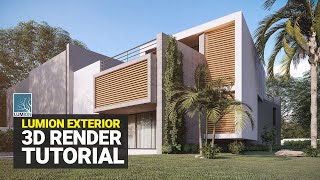 LUMION RENDER TUTORIAL 3D EXTERIOR RENDER of a Modern House and Surroundings [upl. by Lifton]