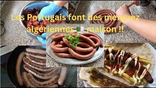 Portugais 🇵🇹 fait des merguez algériennes 🇩🇿 maison   البرتغاليون يصنعون المرقاز الجزائري [upl. by Cony710]