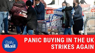 UK lockdown panic buying Shoppers appear to stockpile despite government warnings [upl. by Brucie]