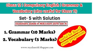 Class 12 Compulsory English  Grammar amp Vocabulary Solution of Board Exam Paper [upl. by Menard]