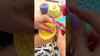 How to crochet drink coaster using Bobilon t shirt yarn [upl. by Reifel]