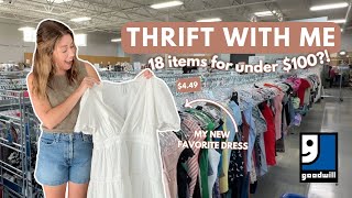 Thrifting on a 100 Budget  Thrift With Me  Thrift Haul Try On [upl. by Akenahs]