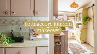 SMALL RenterFriendly Kitchen Makeover  Cottagecore Style [upl. by Baillie]