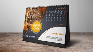 How to Design Desk Calendar 2024 In Adobe Photoshop [upl. by Toshiko]