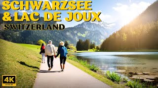 Spring in Switzerland 🇨🇭 Walking Tour 4K Schwarzsee amp Lac de Joux [upl. by Nallak]