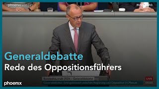 Rede von Oppositionsführer Friedrich Merz CDU in der Generaldebatte des Bundestags am 060923 [upl. by Adnale832]