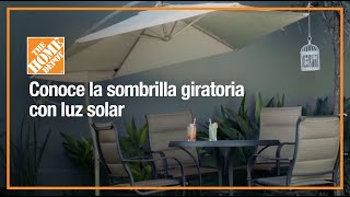 Conoce la sombrilla giratoria con luz solar  Jardín  The Home Depot Mx [upl. by Yanej869]