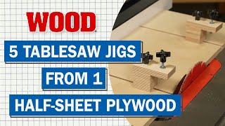 5 Tablesaw Jigs from 12 Sheet of Plywood  WOOD magazine [upl. by Ecydnarb]