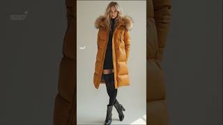 2024 Winter fashions  slim puffer coat with furtrimmed hood styles outfits [upl. by Nytsyrk]