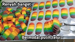 RESEP KUE LIDAH KUCING RAINBOW  super renyah dan enak banget [upl. by Ybrik443]