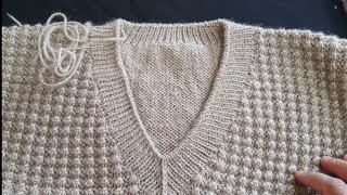 V  Shape Neck KnittingBorder Knitting Part1 [upl. by Htrahddis]