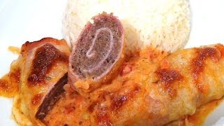 Schinken Hackfleisch Röllchen schnell und einfach selbst gemacht  Rezept Video [upl. by Einnoj]