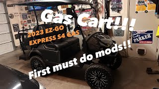 Gas golf cart 2023 ez go express s4 gas first must do mods [upl. by Afirahs]