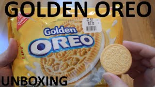 Unboxing Nabisco Golden Oreo Creme Filled Sandwich Cookies [upl. by Aisayn]