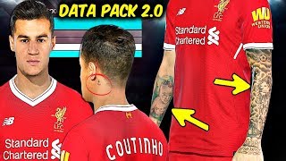 PES 2018  CARASFACES Data pack 20 INCREÍBLE COUTINHO ¿YA NO HAY ERRORES EN LA JUGABILIDAD [upl. by Gathard]